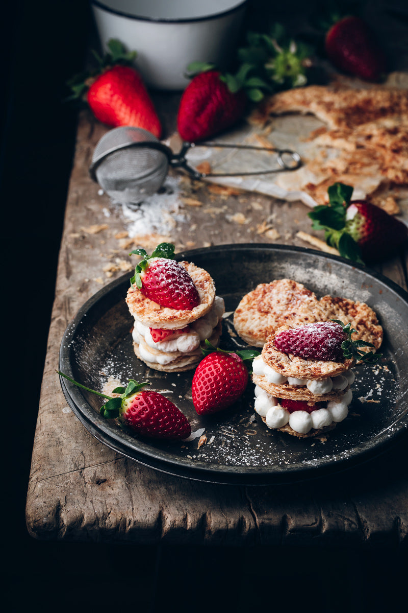 Millefeuille mit Erdbeeren und Sahne