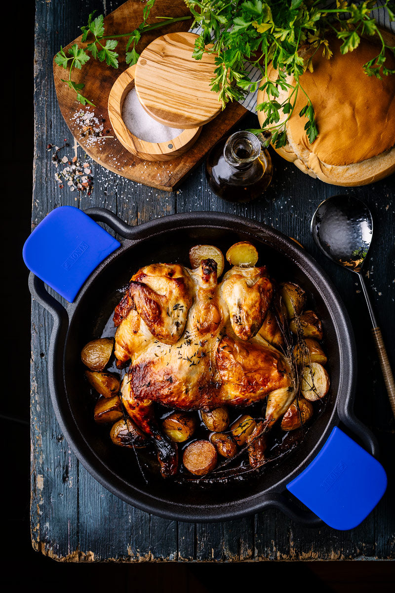 Roast chicken in red wine