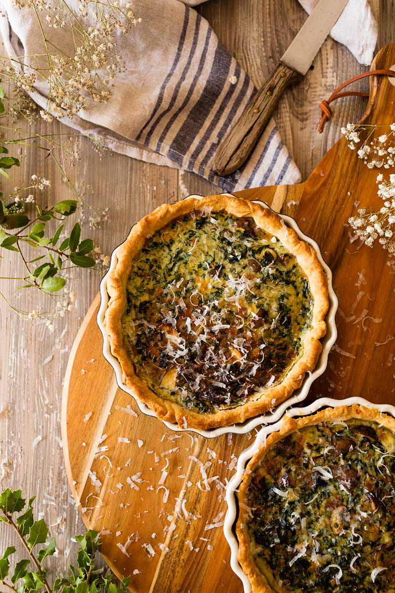 Quiche di spinaci e funghi