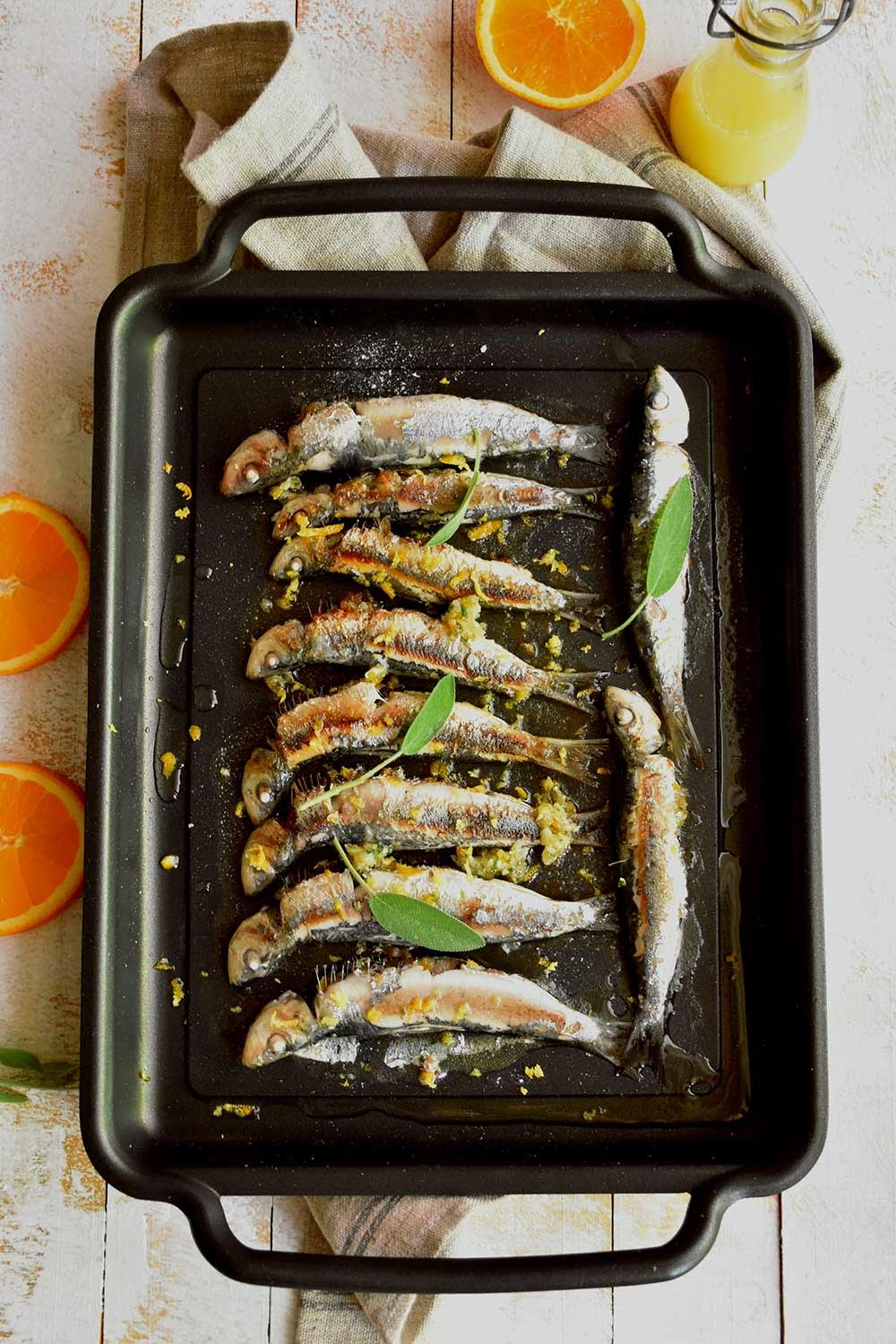 Sardine alla piastra con arancia