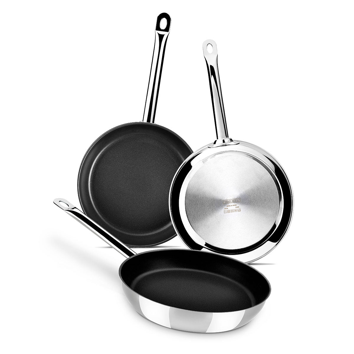 Set de 3 sartenes Chef con antiadherente 20, 24 y 28 cm