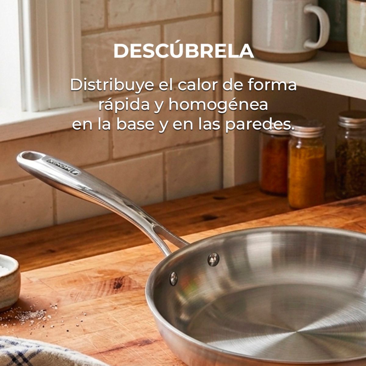 Wok de acero inoxidable triply sin antiadherente Planet Inox