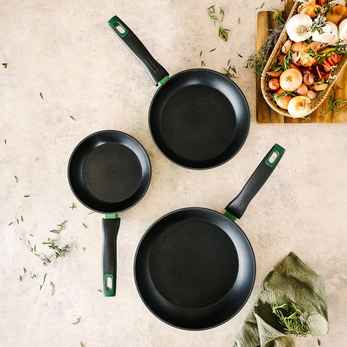 Set de 3 sartenes Forest 18, 22 y 26 cm