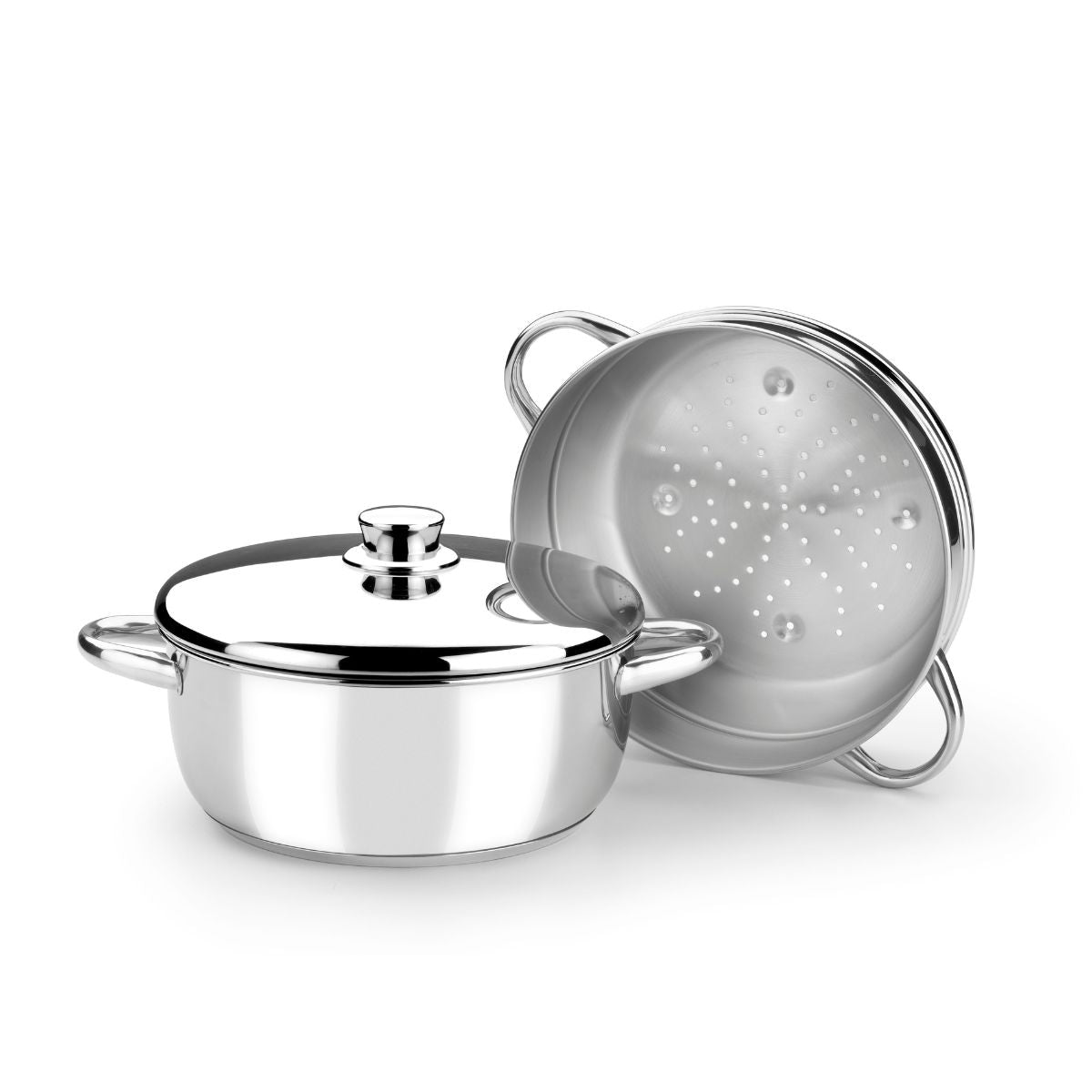 Olla de vapor de acero inoxidable sin antiadherente Optima con tapa