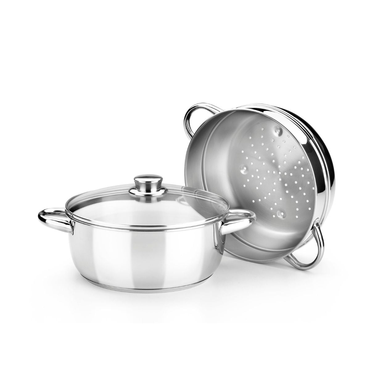 Olla de vapor de acero inoxidable sin antiadherente Optima con tapa de cristal