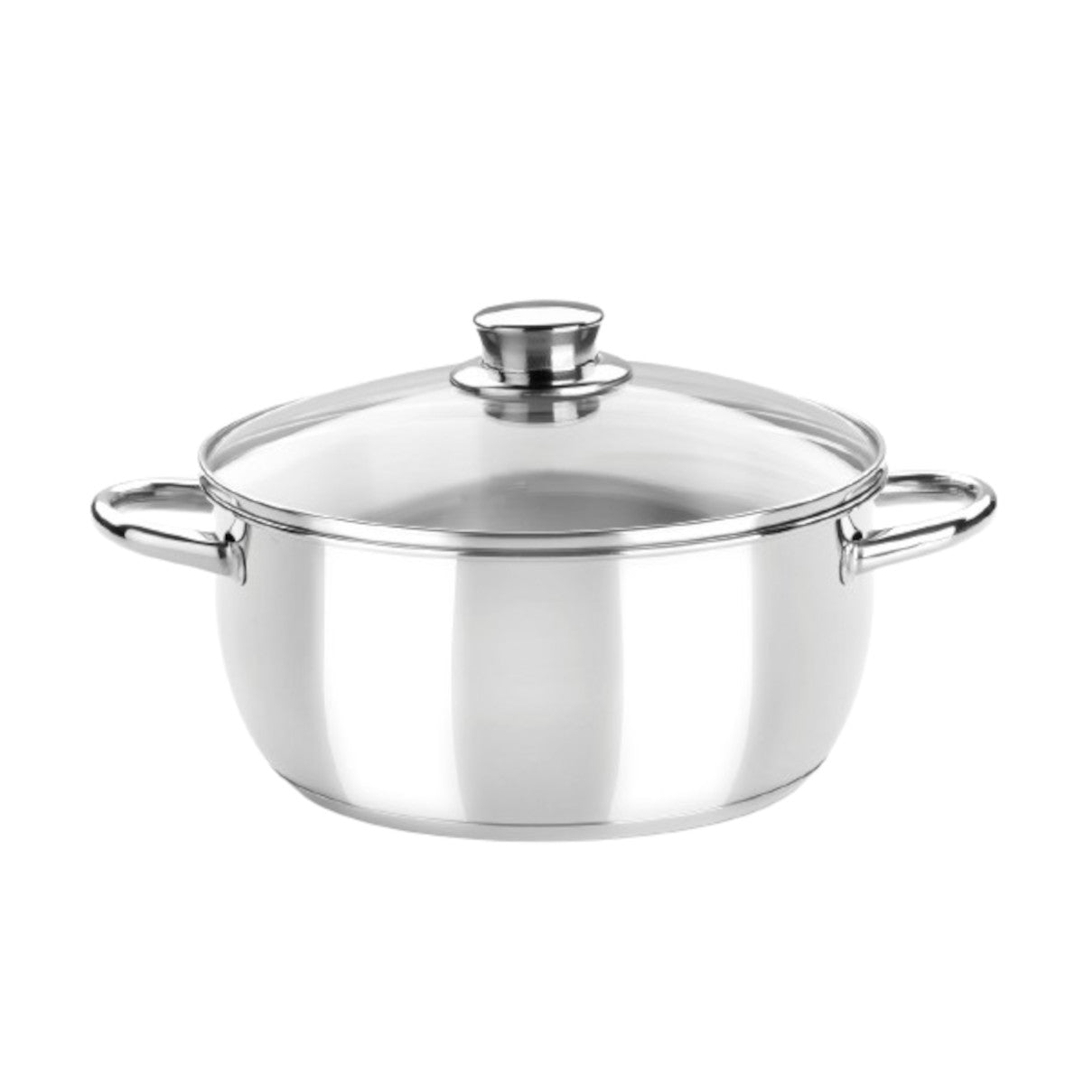 Cacerola alta de acero inoxidable sin antiadherente Optima con tapa de cristal