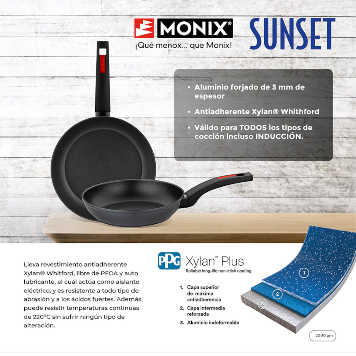 Set de 3 sartenes Sunset 18, 22 y 26 cm