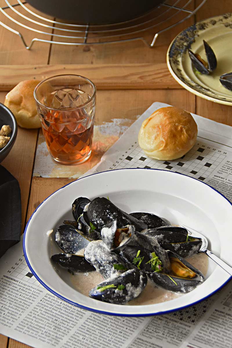 Mejillones al cava rosé