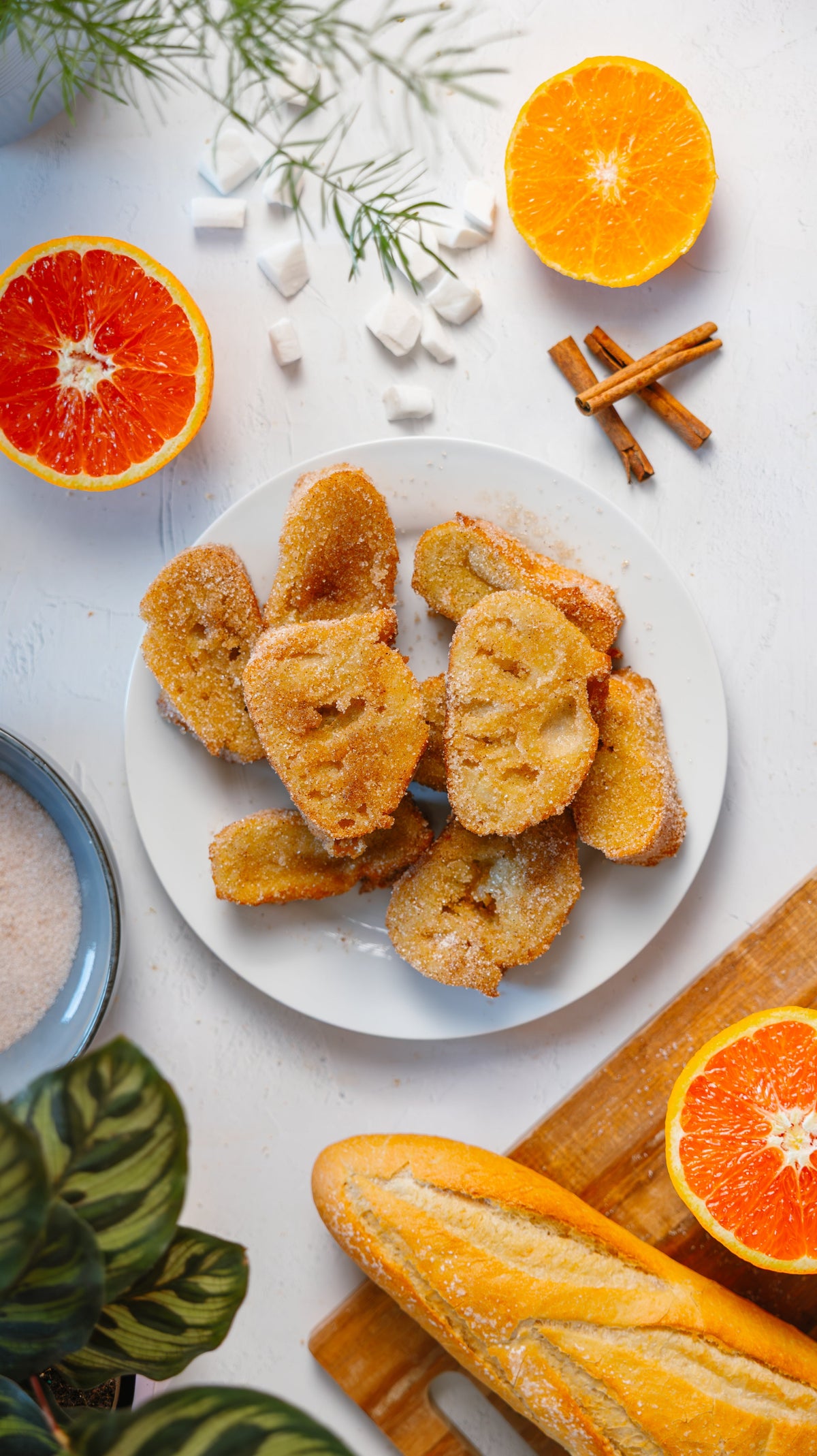 Torrijas con leche de coco y piel de naranja
