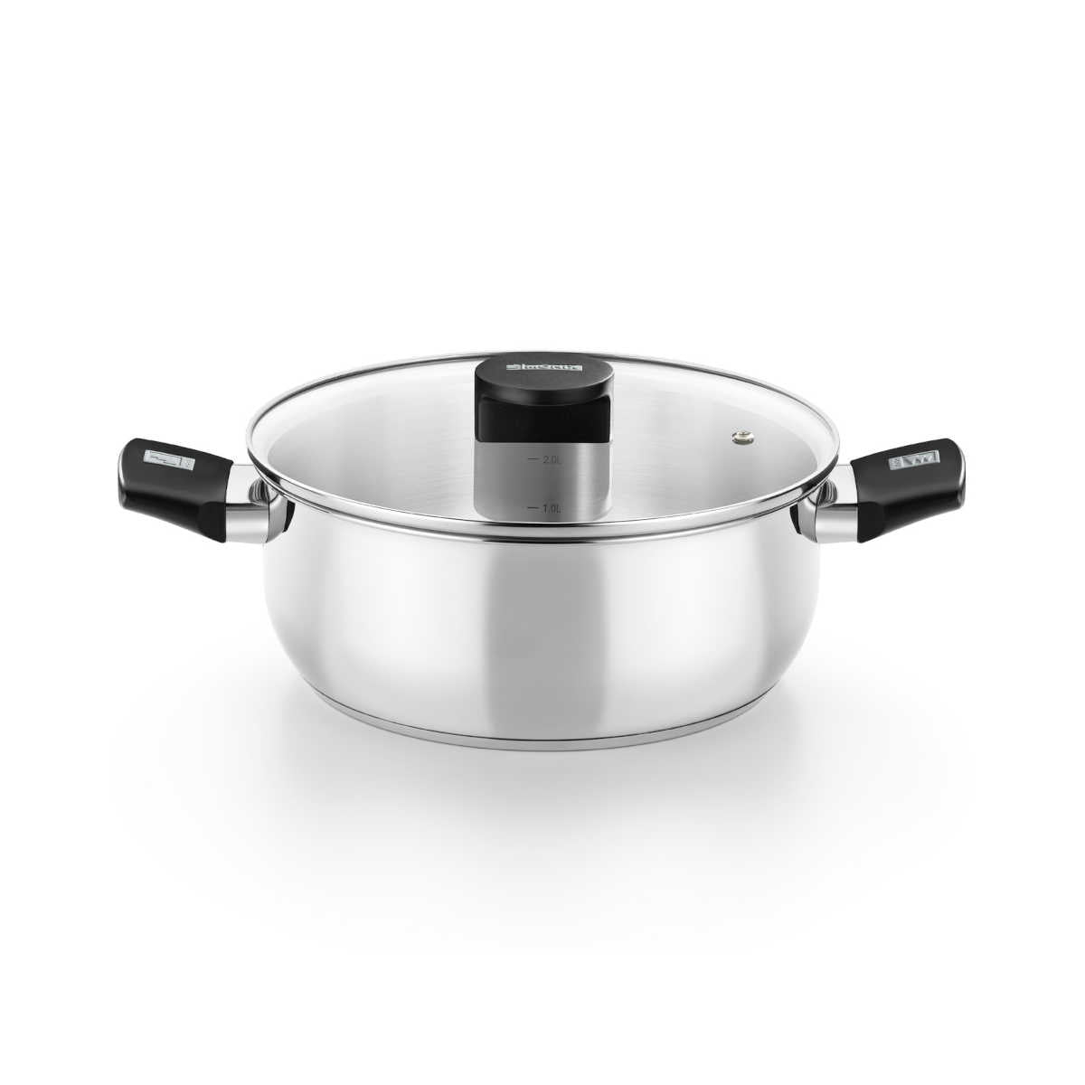 Cacerola de acero inoxidable Elite con tapa de cristal