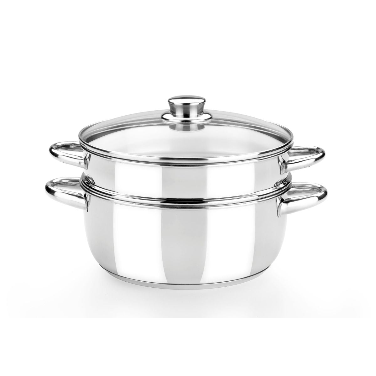 Olla de vapor de acero inoxidable sin antiadherente Optima con tapa de cristal